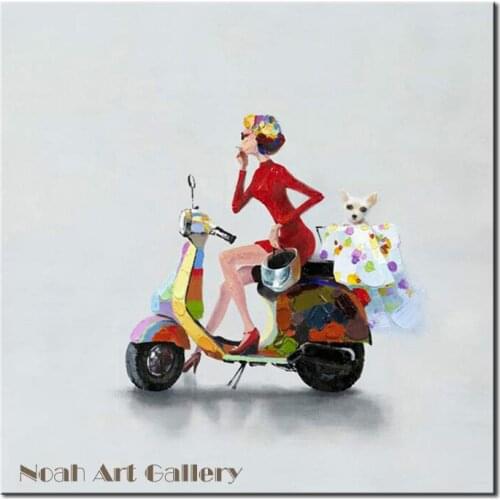 Sexy Smoking Lady On Motorcycle Oil Painting Modern Abstract Figure Painting Canvas Wall Art Picture For Home Decor Unframed