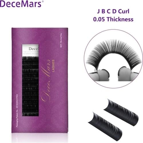 DeceMars 0.05mm thickness J B C D CURL Eyelash Extension for Grafting eyelash Mink lash soft natural lash