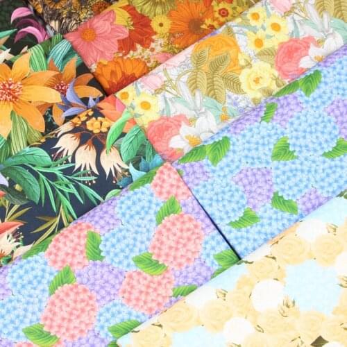 Retro Romantic Flower Collection Print Cotton Fabric Sewing Quilting Cloth Patchwork Needlework Handmade DIY Material
