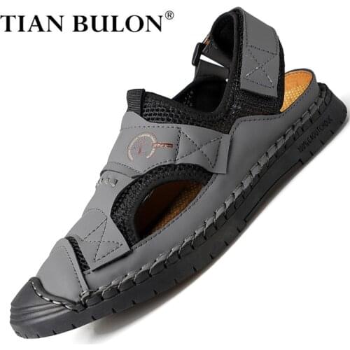 Summer Men Casual Shoes Mesh Handmade Leisure Sandals Outdoor Men Breathable Slippers Designer Men Beach Sandals Zapatos Hombre