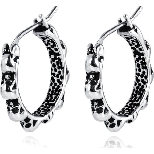 Cyue European Fashion 304 Stainless Steel Skull Hoop Earrings For Boy Girl Gift Jewelry