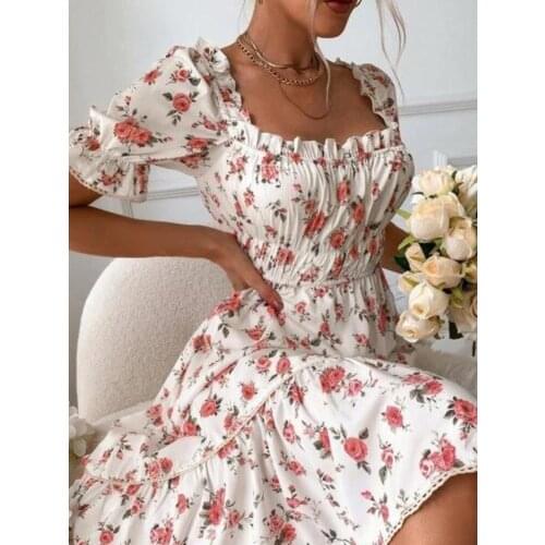 SRVBY Summer Dresses With Flounces China