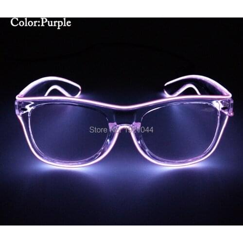 Costume props EL Wire Glowing Sunglasses with transparent lens 10Colors Available for Holiday Party DIY Decoration