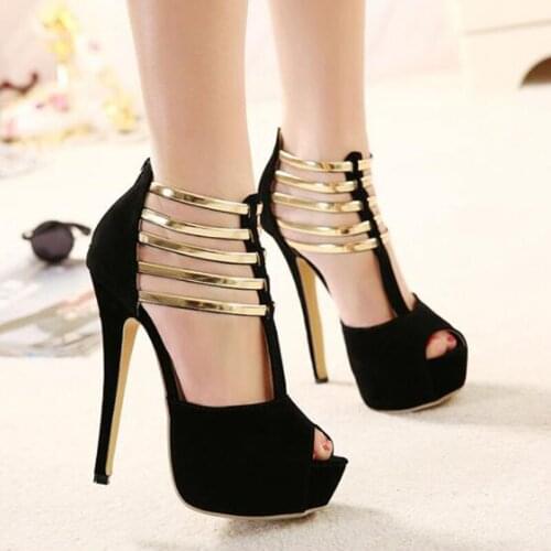 Night Club stiletto ulatr-high heels shoes women 2021 platform shoes sandals talons hauts peep toe ankle metal band pumps woman