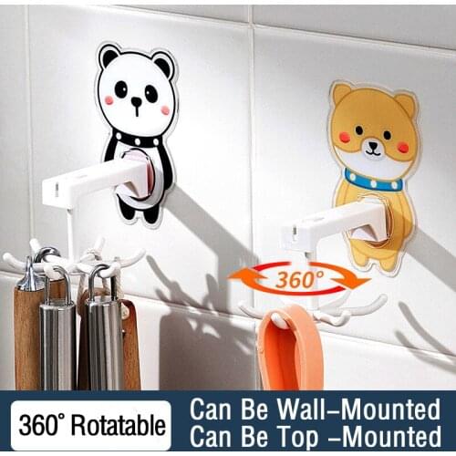 Universal 6 Claws Hooks Punch-free Non-marking Stickers Kitchen Can Be Rotated 360 Degrees Storage Bathroom Porch Hook Storage