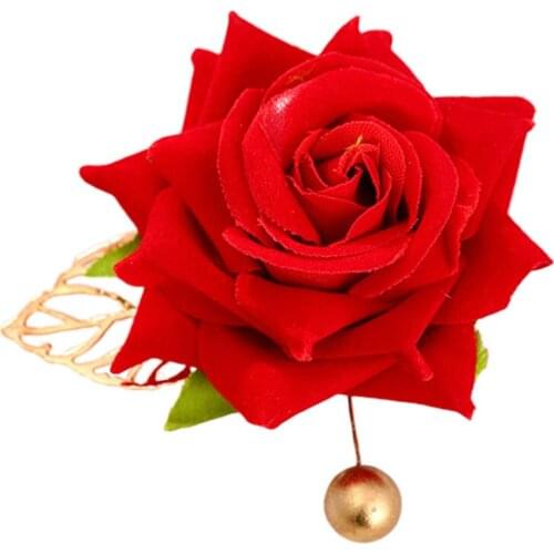 Red Rose Flower Barrettes New Year Wedding Hairgrip Hairclip Party Handcraft Headpieces Photography Hair Accessories SCIE999