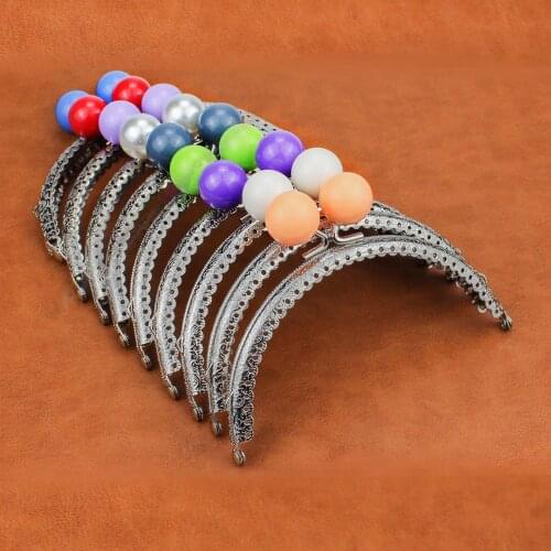 10Pcs 12.5CM DIY Handmade Clasp For Bag Colorful Balls Kiss Clasp Lock Semicircle Embossing Lace Metal Frame For Bags Purse