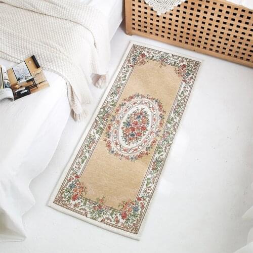 European Jacquard Carpet for Living Room Flower Anti-slip Mats Home Bedroom Carpet Luxury Doormat Kitchen Hallway Rectangle Rug