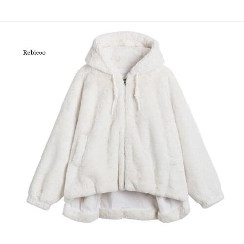 Women Fashion Faux Fur Coat Winter Casual Hooded Slim Long Sleeve Faux Fox Fur Winter Jacket Women