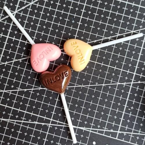 1pcs/lot resin flat back love shape lollipop 55mm simulation of food Cabochon Scrapbook DIY phone decoration