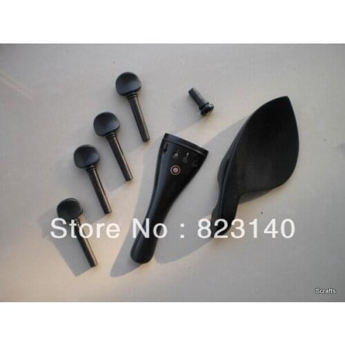 10 Sets EBONY Violin Fitting 4/4, Quality Violin parts with Tail piece, chin rest 4 pegs and end pin