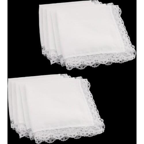 10 Pieces Men Women 100% Cotton White Handkerchiefs Comfy Hanky Party Hankies