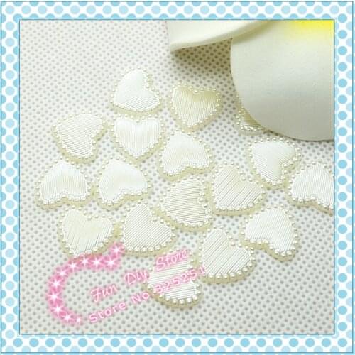 100pcs 15*15mm beige pearl heart resin flat back pearl garment beads