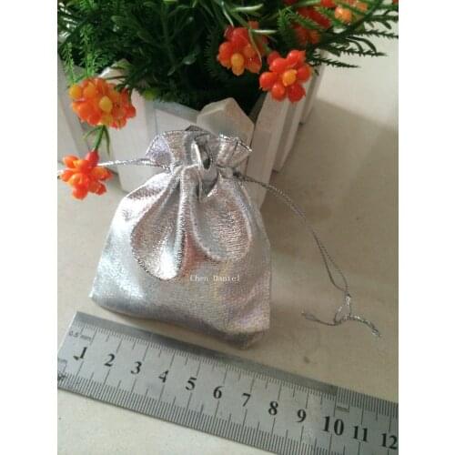100 pcs 7x9cm Silver Plated Satin Gift Bags With Drawstring jewelry gift Pouch bags