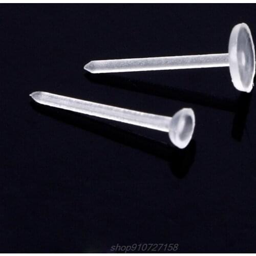 100PCS Invisible Clear Plastic 5mm 3mm Flat Blank Pad Earring Nail Pin Ear Post M09 21 Dropshipping