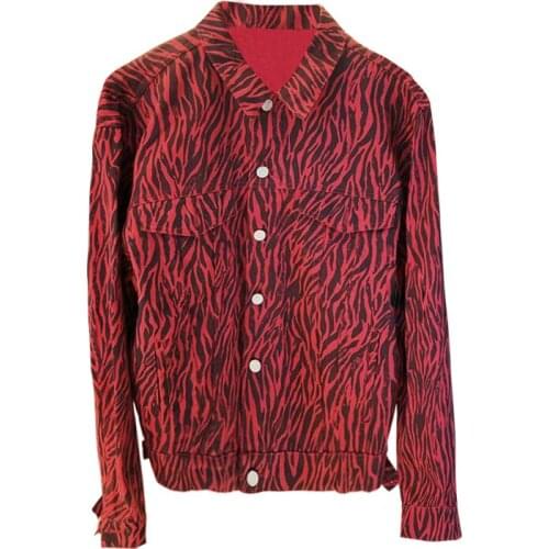 2021 Spring and Autumn New Zebra Denim Jacket Womens Street Fashion Loose Retro Casual Jacket High Quality Personalized Top XL