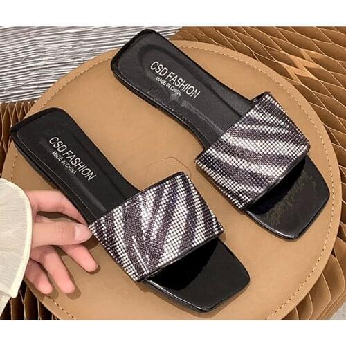 2021 Women Summer Sandals Woman Flat Shoes Woman Leopard Print Slip On Flip Flops Beach Slippers Female Shoes Non-slip Shoes#f3