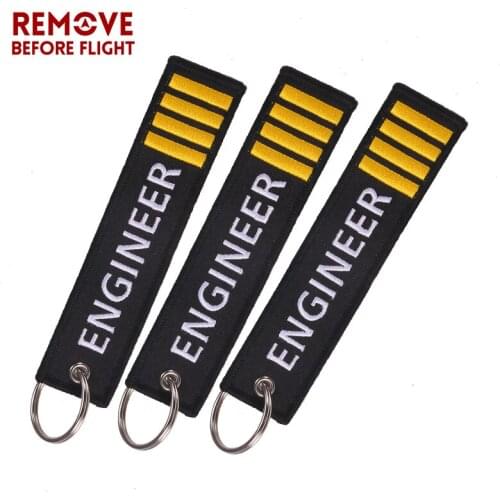 3 PCS/LOT Remove Before Flight Engineer Key Chain Jewelry Embroidery Keyring Chain for Aviation Gift Customize Fashion Keychains