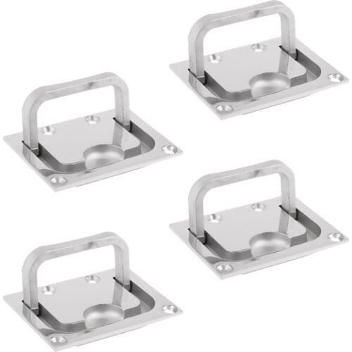 4Pcs 75mmx55mm Marine Stainless Boat Hatch Latch Pull Flush Lift Ring Handle