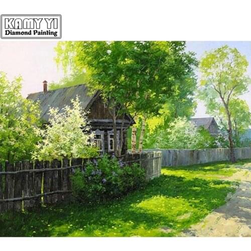 5D DIY Diamond Painting Crystal Diamond Painting Cross Stitch Needlework Green Lawn Garden Landscape Home Decorative ZS