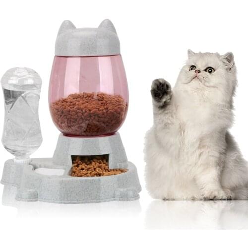 2 In 1 Pet Feeding Container 2.2L Pet Dog And Cat Automatic Feeder With 528ml Water Bottle Water Source And Grain
