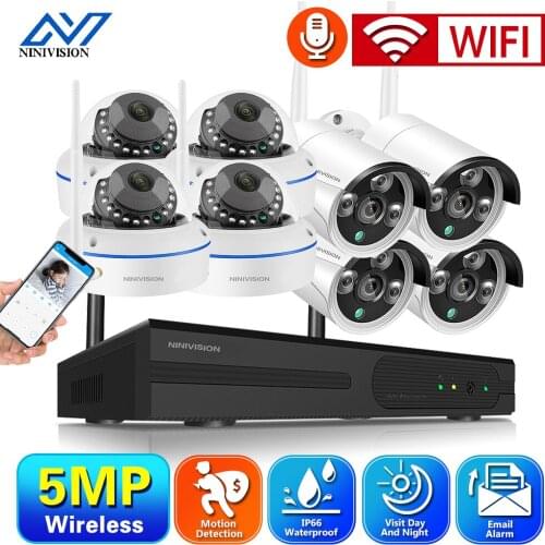 NINIVISION 5MP Wireless CCTV IP Camera Security System Kit 8ch 4ch Video Surveillance Outdoor Nvr Home Security Wifi Camera Set