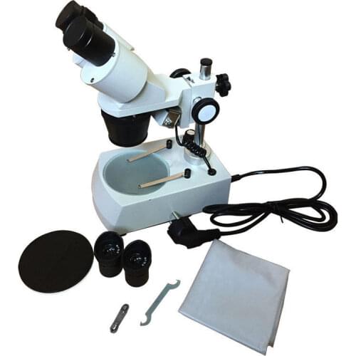 10x-40x Stereo Binocular Microscope with 12V 10W Top and Bottom Lights for Dissecting Inspection