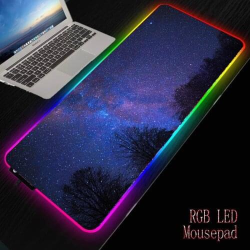 MRGBEST Outer Space Nebula Large Mouse Pad Gamer RGB LED Light Mousepad Office Desk Mat Big Computer Mouse Mat Game Keyboard Pad