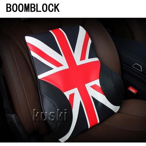 BOOMBLOCK 1pcs Car Back Seat Cushion Flag Pattern For Peugeot 307 206 Jeep Ford Focus 2 3 VW Polo Golf 4 5 7 Touran Accessories