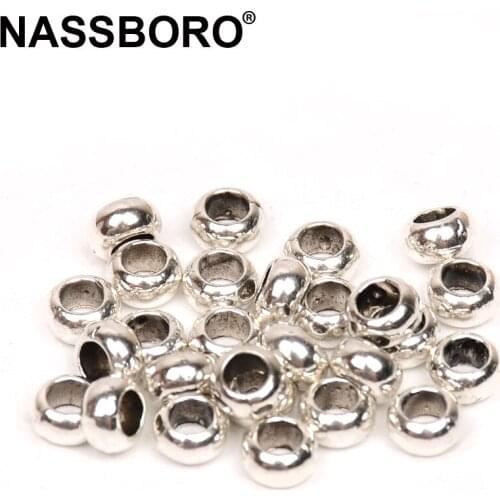 100pcs/lot 3X5mm Silver Color Metal Alloy Flat Round Circle Spacer Beads Charms Beads For Jewelry Making Craft Diy/Handmade
