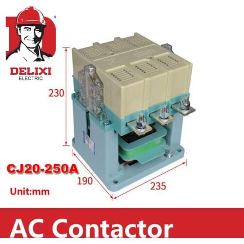 DELIXI 250A AC Contactor 3 Phase CJ20-250A 2NO 2NC Coil Voltage AC 220V 380V