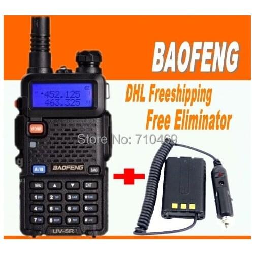 DHL Freeship+Two-way Radio Baofeng UV-5R talkie handy Dual Band VHF 136-174MHz &UHF 400-520MHz 5W 128 CH radio UV 5R+Eliminator