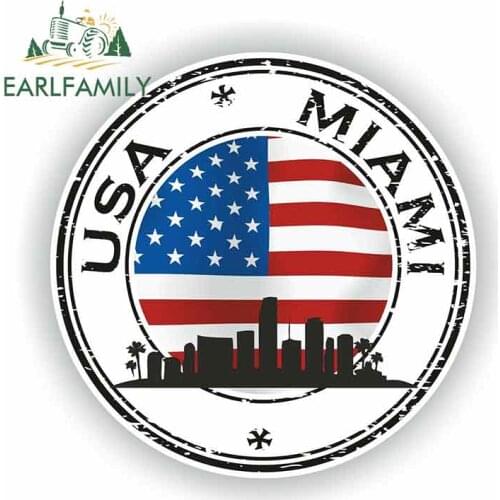 EARLFAMILY 13cm x 13cm For Seal Sticker Of USA Miami Stamp Motorcycle Car Bumper Window Stickers Vinyl Car Wrap DIY Body For Car
