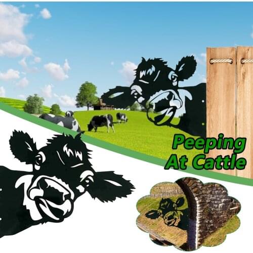 Farm Peeping Cattle Outdoor Garden Decoration Metal Art Cow Head Piece Hollow Statue Decoration Cattle Bull Head tuin decoratie