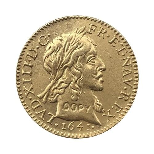 24 - K gold plated 1641 France Louis XIII coins copy