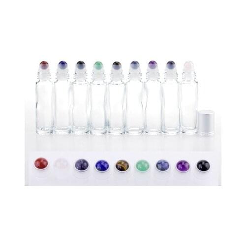 Doterra oil Cosmetics package 10ml aromatic Gems Roll On Roller Glass Bottle For Perfume Essence Oil Eye Cream With Colored Lid