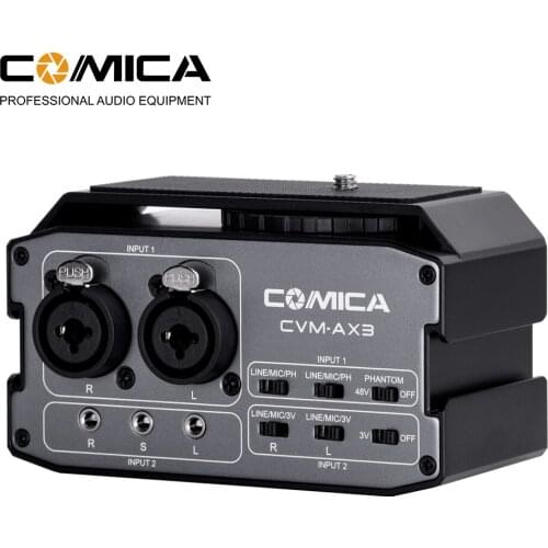 COMICA CVM-AX3 Dual XLR/6.35MM/3.5MM Microphone Audio Mixer Adapter for Canon Nikon DSLR camera camcorder for shooting videos