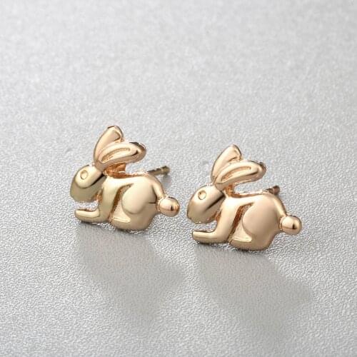 Lovely Bunny Rabbit Stud Earrings For Women 3D Animal Minimalist Fashion Jewelry Birthday Party Gift Baby Earring