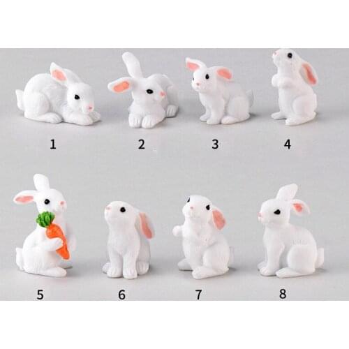 Cute Rabbit Miniature Bunny Resin Craft Gift Tiny World Decoration Mini Dollhouse Toy DIY Micro Landscape Fairy Garden Accessory