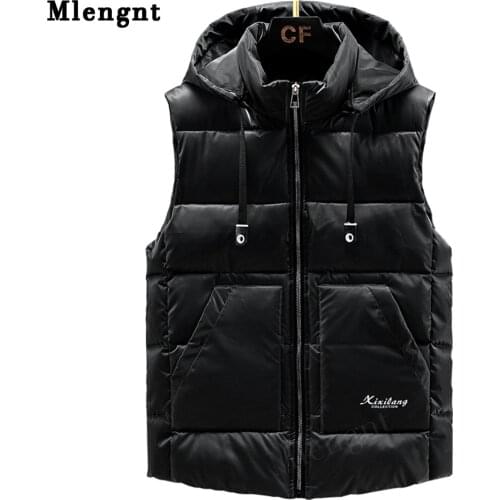 Fashion Men Jacket Sleeveless Vest Spring Thermal Soft Vests Casual Hat Detachable Winter Coats Thicken Unloading Male Waistcoat