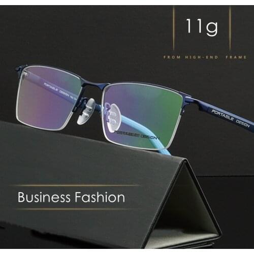 KatKani Mens Fashion Titanium Alloy Optical Glasses Frame Silicone Temple Anti-blue Light Discoloration Half-frame Glasses 9453