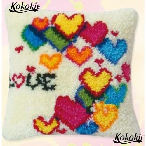 Love pillow cushion embroidery cross stitch sets sale needlework 3D carpet sets DIY latch hook rug kits