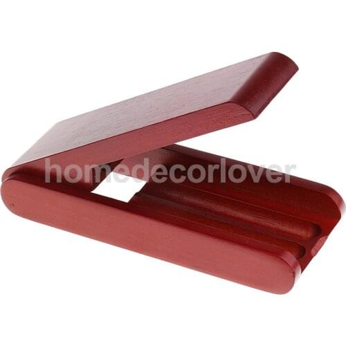 Portable Rosewood Pencil Fountain Pen Storage 2 Slot Box Case Container Craft Decoration Gift for Kids Friends