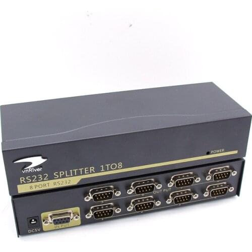 Industrial 8 Port RS232 Serial Port Splitter 1x8 8x1 RS-232C COM DB9 Distributor