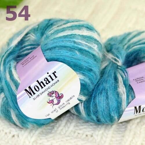 Sale New 2BallsX25g Luxury Soft Mohair Warm Wrap Shawl Hand Knit Crochet Yarn 291-54 Turquoise White