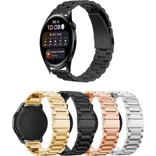 22mm Watch Band For Huawei Watch 3/3Pro/GT 2 Pro/ GT2 42mm 46mm Metal Wrist Strap Bracelet For Samsung Galaxy Watch 3 41mm 45mm