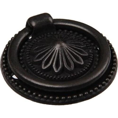 37mm rustico distress vintage shaky drop rings furniture knobs black drawer cabinet knobs pulls antique black dresser door pulls