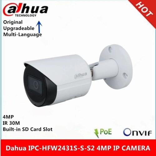 Dahua International Version IPC-HFW2431S-S-S2 4MP IP Camera IR30M IP67 built-in sd card slot P2P Camera