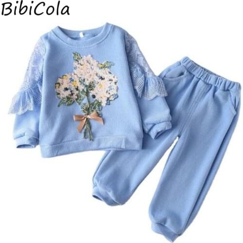 BibiCola Baby Clothing Set Baby Girl Clothes Spring Cartoon T-shirt +legging Pants Tracksuit set Children Clothing Kid Tracksuit
