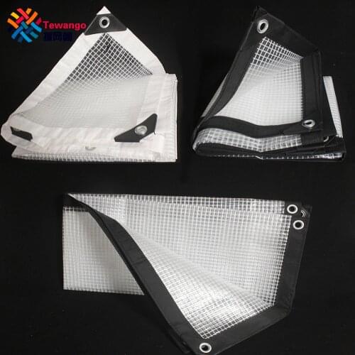Tewango Transparent Film Tarpaulin PE Grid Laminated Fabric Mesh Scaffold Sheeting Reinforced Film Cover Anti-tearing
